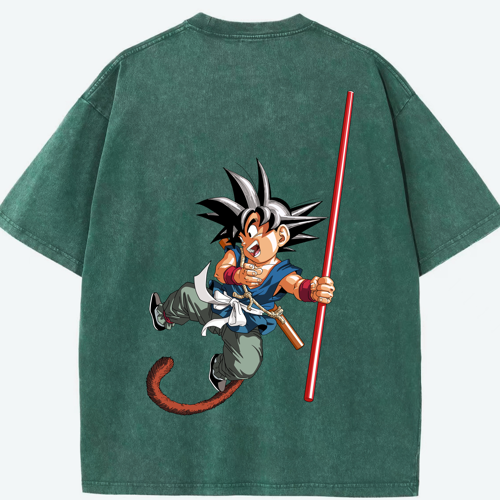 （画像用） ドラゴンボール 孫悟空（そん ごくう）Son Goku カカロット DRAGON BALL Kakarotto 綿100% ヴィンテージ風 半袖Tシャツ（背面プリント）